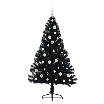 vidaXL Artificial Pre-lit Christmas Tree Black 150 cm PVC - 50730