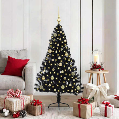 vidaXL Artificial Pre-lit Christmas Tree Black 150 cm PVC - 50735