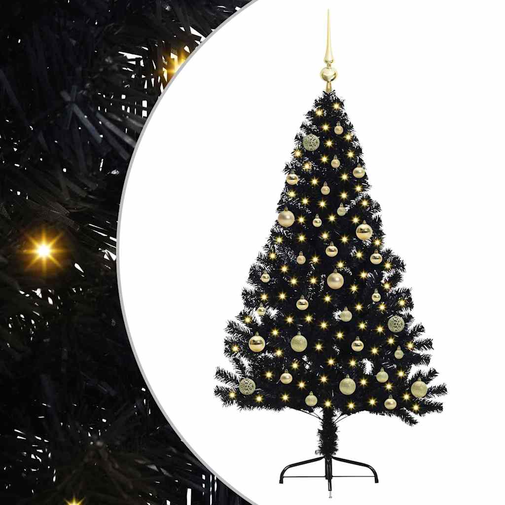 vidaXL Artificial Pre-lit Christmas Tree Black 150 cm PVC - 50735