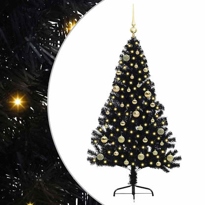 vidaXL Artificial Pre-lit Christmas Tree Black 150 cm PVC - 50735