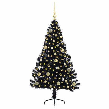vidaXL Artificial Pre-lit Christmas Tree Black 150 cm PVC - 50735