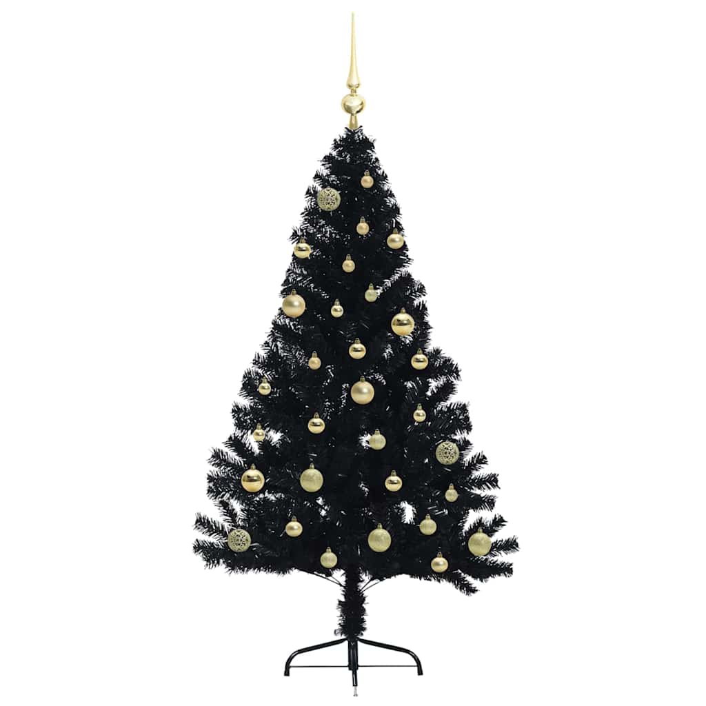 vidaXL Artificial Pre-lit Christmas Tree Black 150 cm PVC - 50735