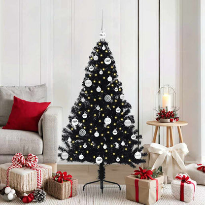 vidaXL Artificial Pre-lit Christmas Tree Black 150 cm PVC - 50742