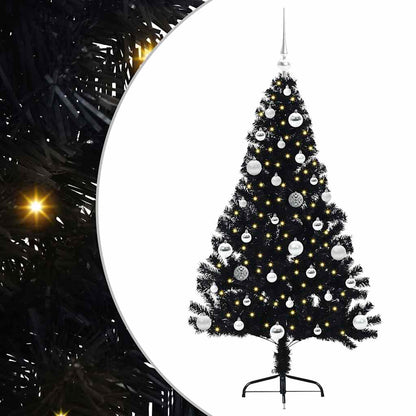 vidaXL Artificial Pre-lit Christmas Tree Black 150 cm PVC - 50742