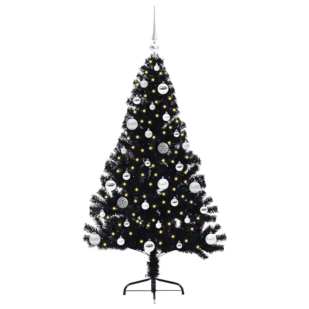 vidaXL Artificial Pre-lit Christmas Tree Black 150 cm PVC - 50742