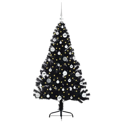vidaXL Artificial Pre-lit Christmas Tree Black 150 cm PVC - 50742