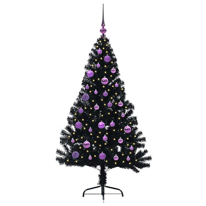 vidaXL Artificial Pre-lit Christmas Tree Black 150 cm PVC - 50755