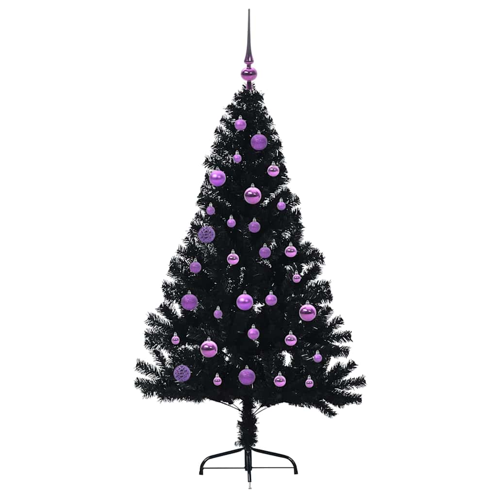 vidaXL Artificial Pre-lit Christmas Tree Black 150 cm PVC - 50755