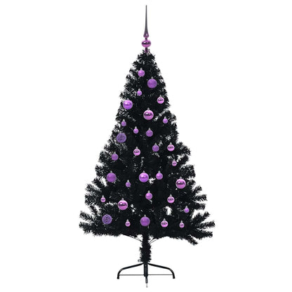 vidaXL Artificial Pre-lit Christmas Tree Black 150 cm PVC - 50755