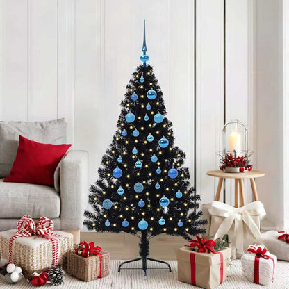 vidaXL Artificial Pre-lit Christmas Tree Black 150 cm PVC - 50762