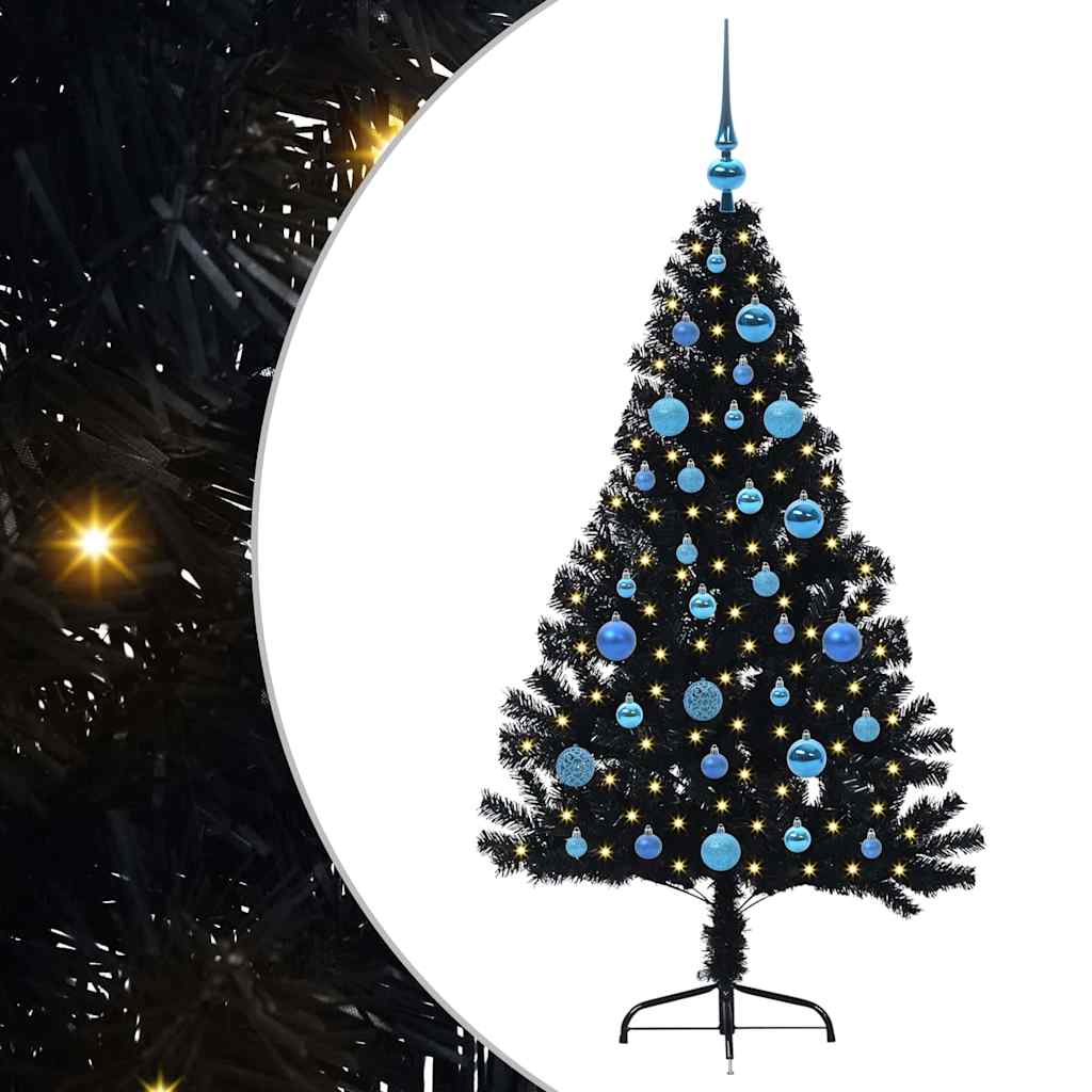 vidaXL Artificial Pre-lit Christmas Tree Black 150 cm PVC - 50762