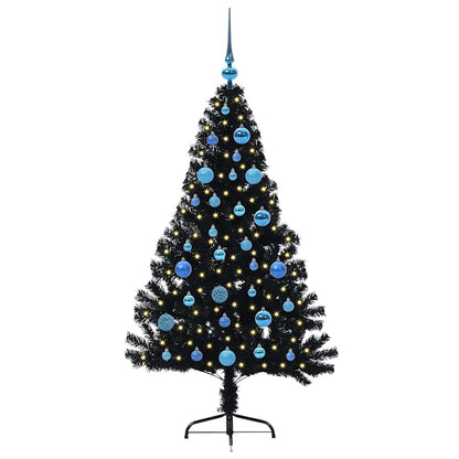 vidaXL Artificial Pre-lit Christmas Tree Black 150 cm PVC - 50762