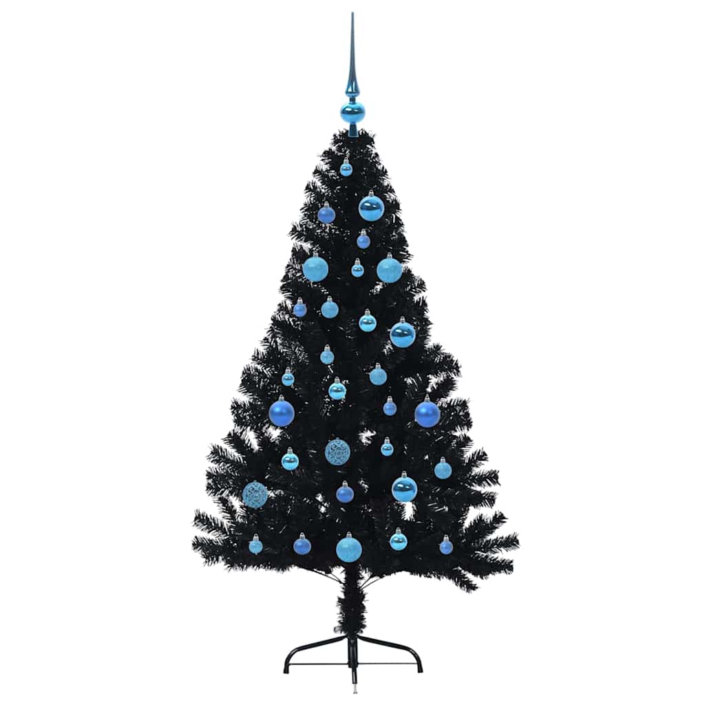 vidaXL Artificial Pre-lit Christmas Tree Black 150 cm PVC - 50762