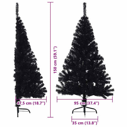 vidaXL Artificial Pre-lit Christmas Tree Black 150 cm PVC - 50762