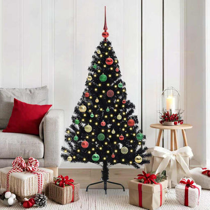 vidaXL Artificial Pre-lit Christmas Tree Black 150 cm PVC - 50773