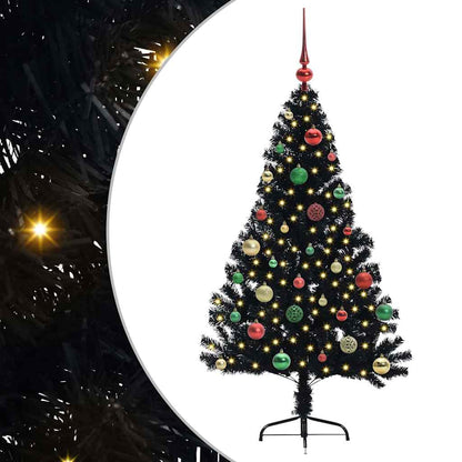 vidaXL Artificial Pre-lit Christmas Tree Black 150 cm PVC - 50773