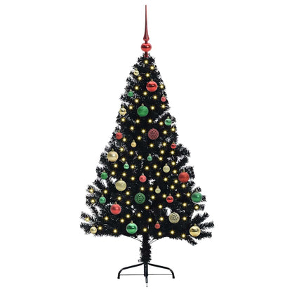 vidaXL Artificial Pre-lit Christmas Tree Black 150 cm PVC - 50773