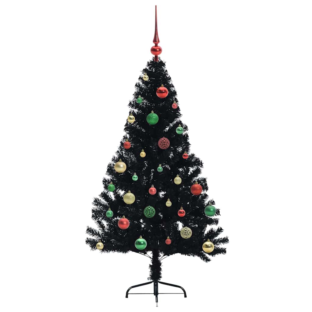 vidaXL Artificial Pre-lit Christmas Tree Black 150 cm PVC - 50773