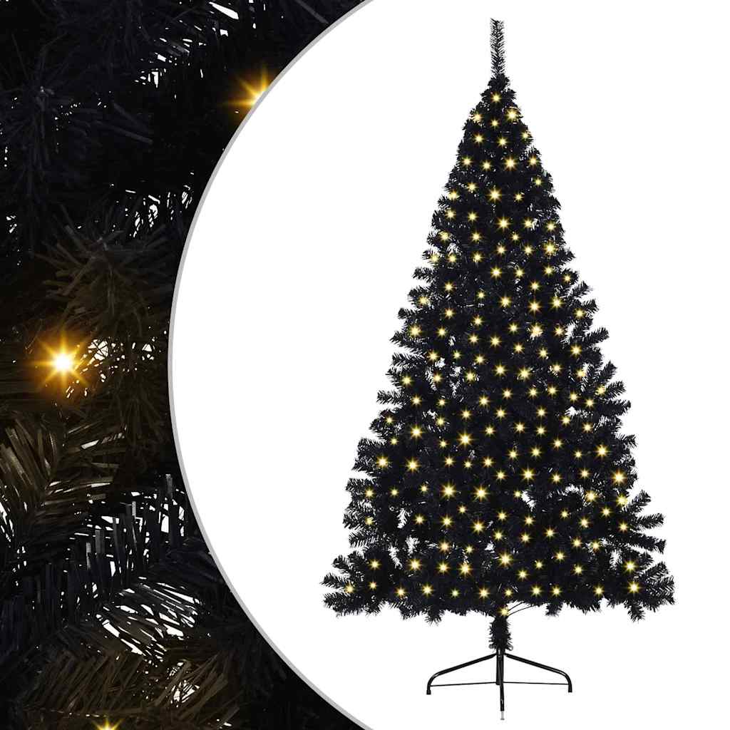vidaXL Artificial Pre-lit Christmas Tree Black 180 cm PVC