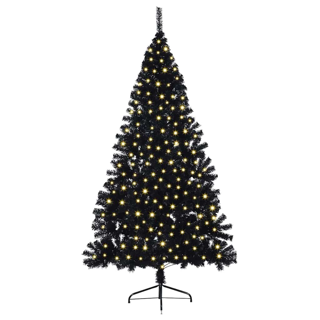 vidaXL Artificial Pre-lit Christmas Tree Black 180 cm PVC