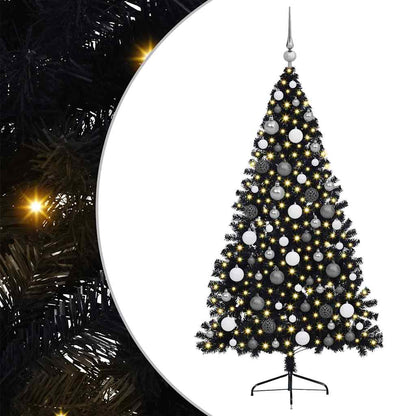 vidaXL Artificial Pre-lit Christmas Tree Black 180 cm PVC - 50777