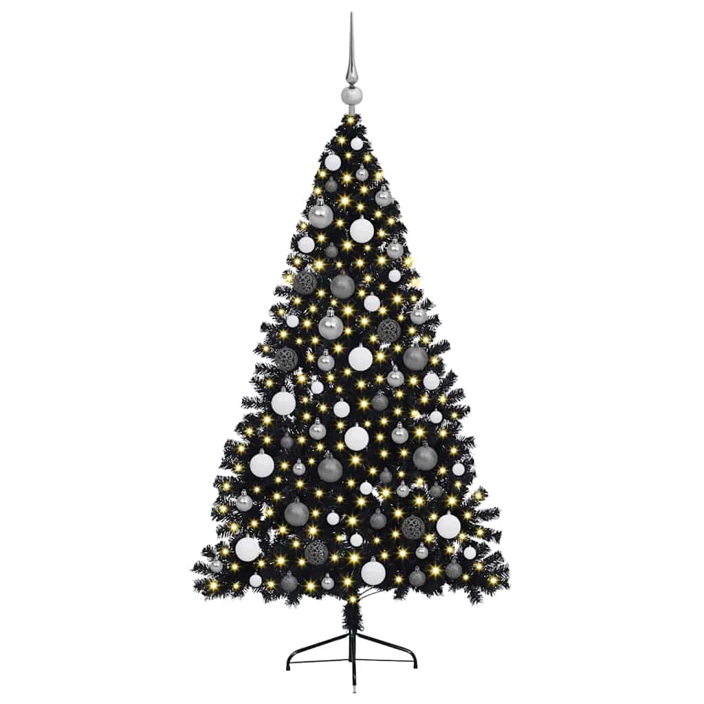 vidaXL Artificial Pre-lit Christmas Tree Black 180 cm PVC - 50777