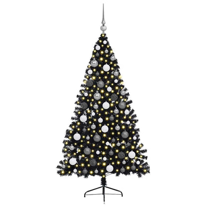vidaXL Artificial Pre-lit Christmas Tree Black 180 cm PVC - 50777