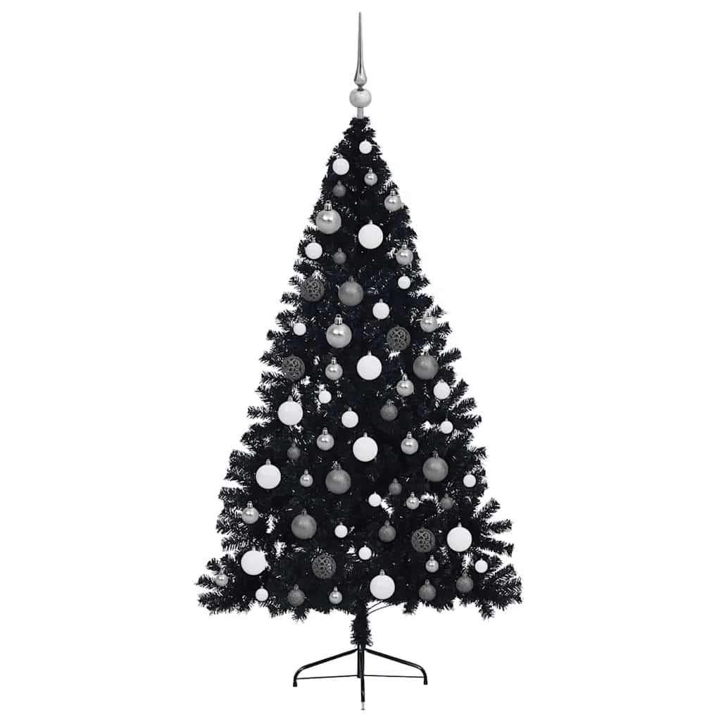 vidaXL Artificial Pre-lit Christmas Tree Black 180 cm PVC - 50777