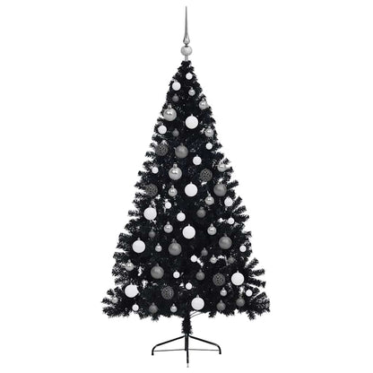 vidaXL Artificial Pre-lit Christmas Tree Black 180 cm PVC - 50777