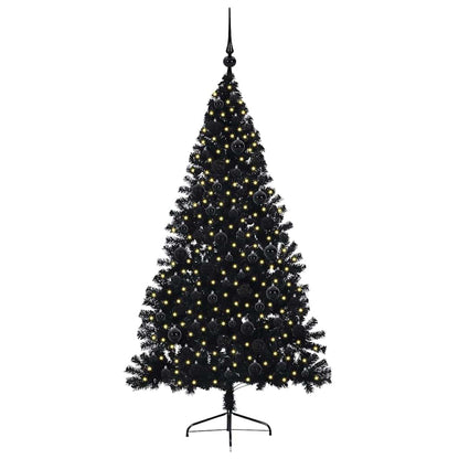 vidaXL Artificial Pre-lit Christmas Tree Black 180 cm PVC - 50786