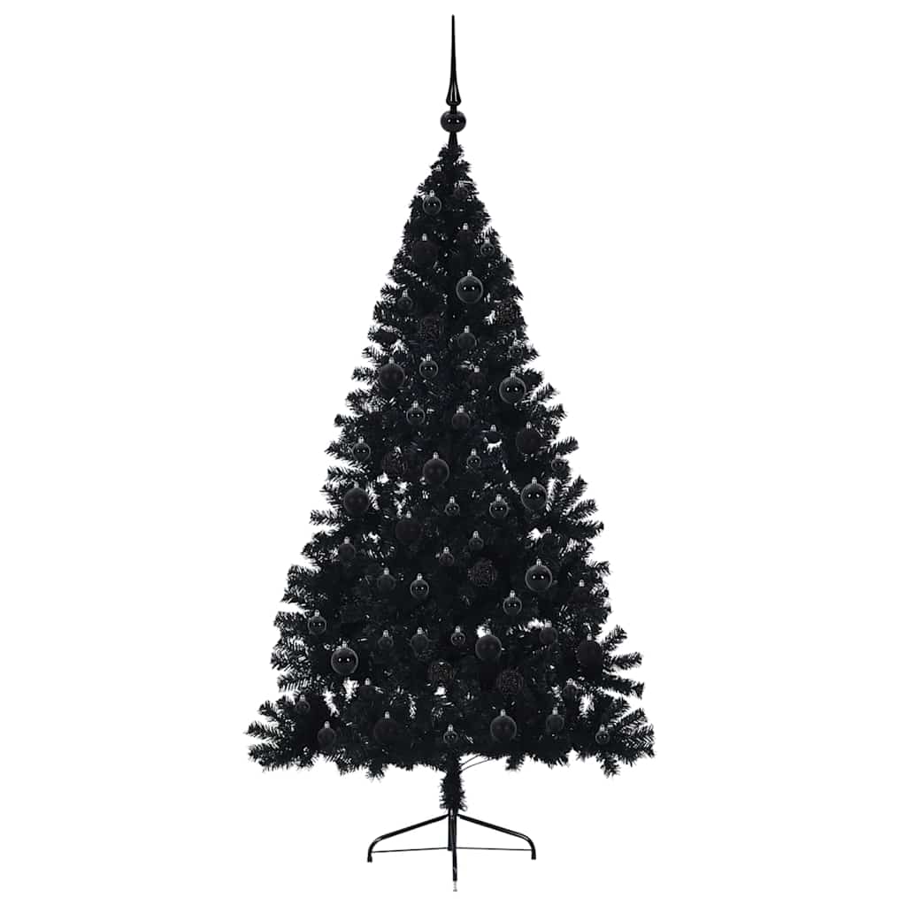 vidaXL Artificial Pre-lit Christmas Tree Black 180 cm PVC - 50786