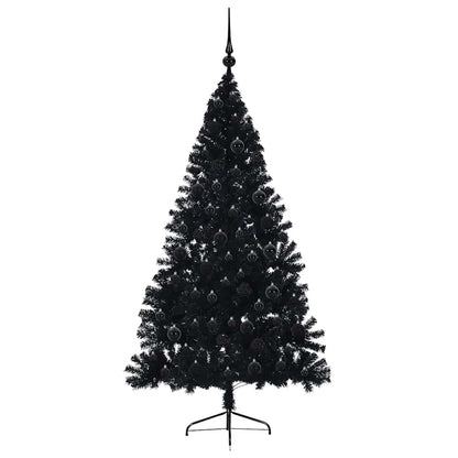 vidaXL Artificial Pre-lit Christmas Tree Black 180 cm PVC - 50786