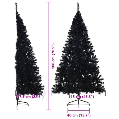 vidaXL Artificial Pre-lit Christmas Tree Black 180 cm PVC - 50786