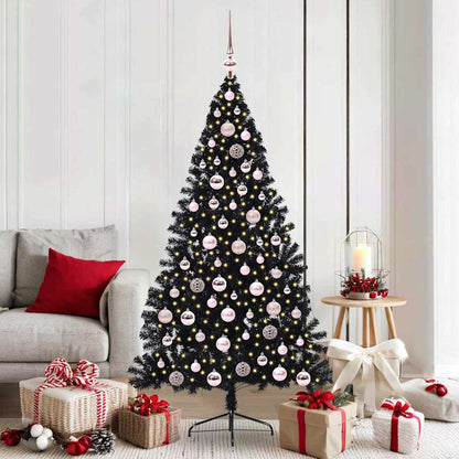 vidaXL Artificial Pre-lit Christmas Tree Black 180 cm PVC - 50793