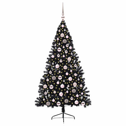 vidaXL Artificial Pre-lit Christmas Tree Black 180 cm PVC - 50793
