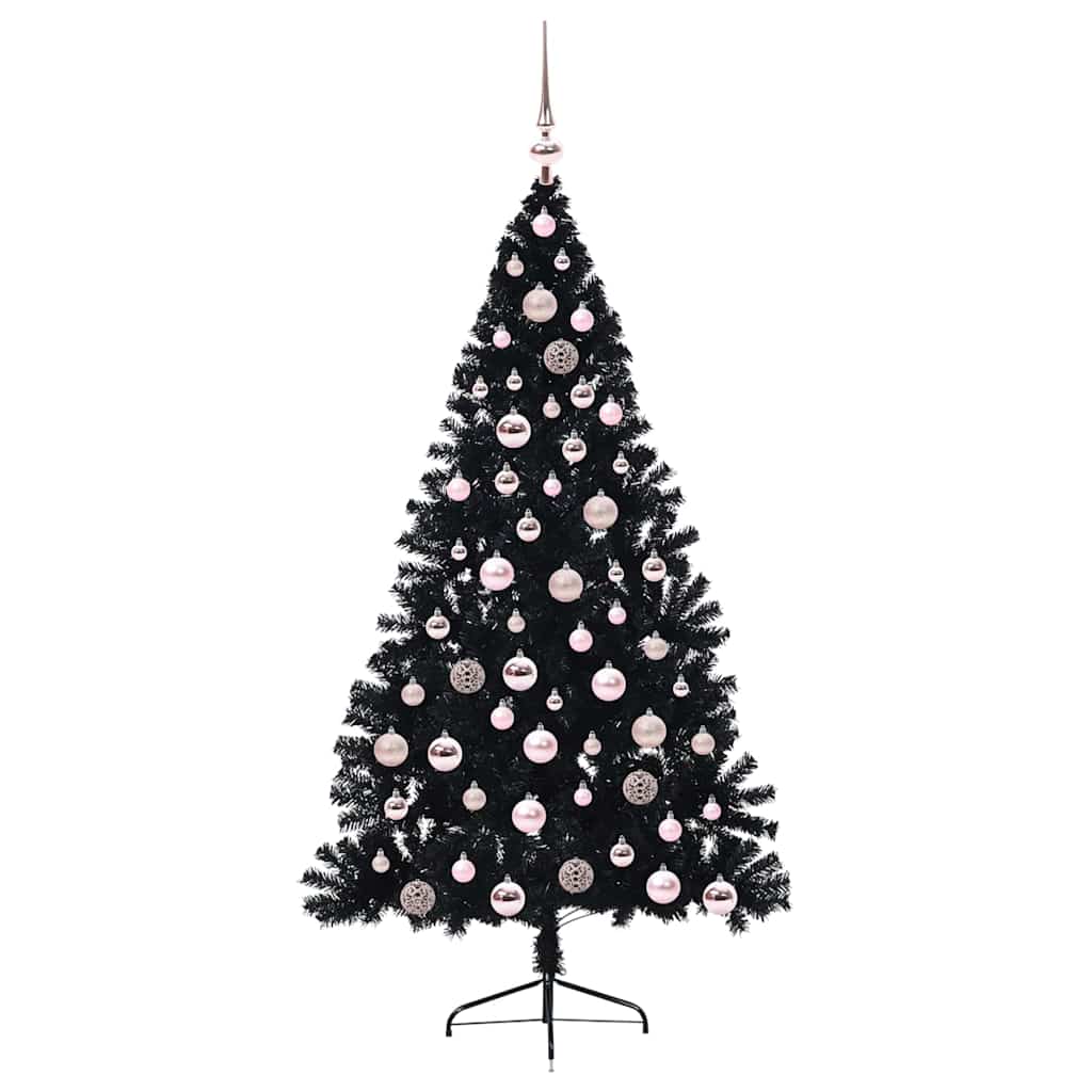 vidaXL Artificial Pre-lit Christmas Tree Black 180 cm PVC - 50793