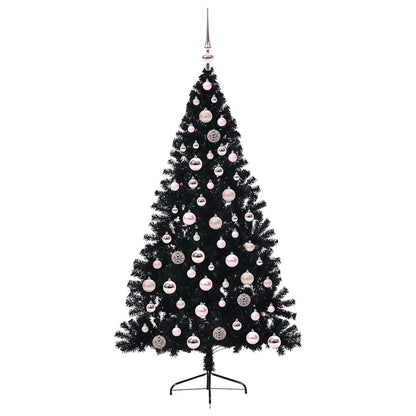 vidaXL Artificial Pre-lit Christmas Tree Black 180 cm PVC - 50793