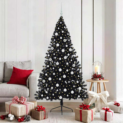 vidaXL Artificial Pre-lit Christmas Tree Black 180 cm PVC - 50806