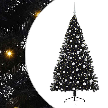 vidaXL Artificial Pre-lit Christmas Tree Black 180 cm PVC - 50806