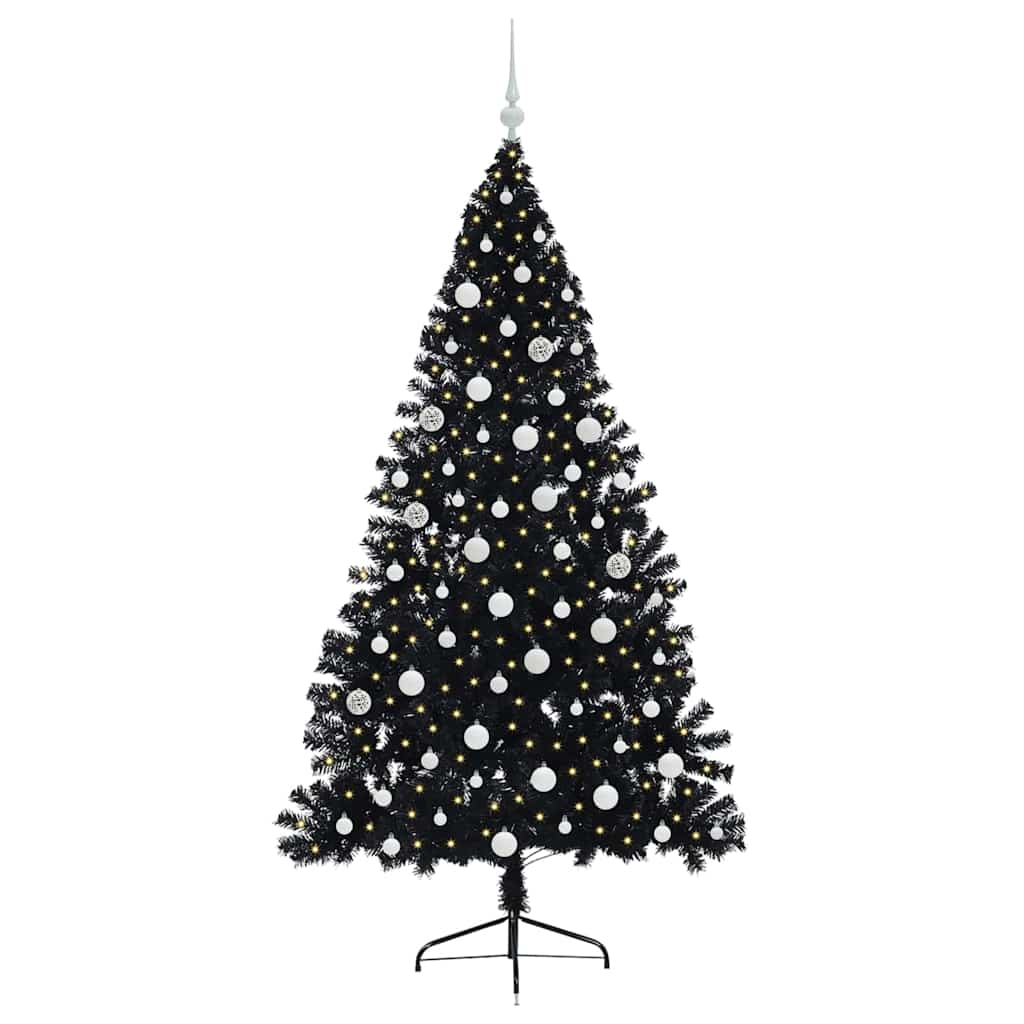 vidaXL Artificial Pre-lit Christmas Tree Black 180 cm PVC - 50806