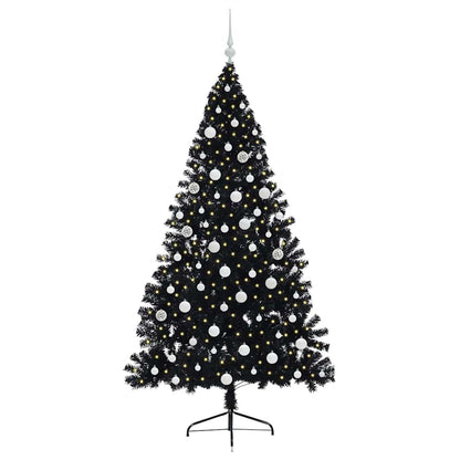 vidaXL Artificial Pre-lit Christmas Tree Black 180 cm PVC - 50806