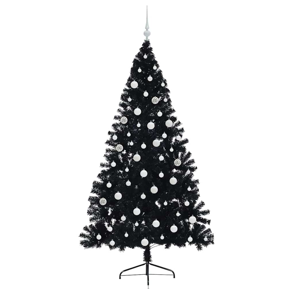 vidaXL Artificial Pre-lit Christmas Tree Black 180 cm PVC - 50806