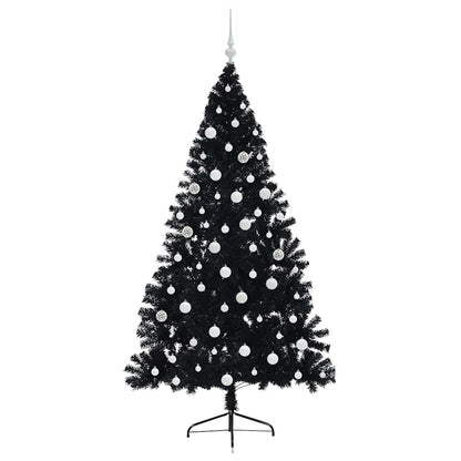 vidaXL Artificial Pre-lit Christmas Tree Black 180 cm PVC - 50806