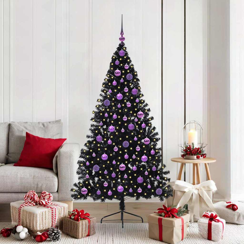 vidaXL Artificial Pre-lit Christmas Tree Black 180 cm PVC - 50819