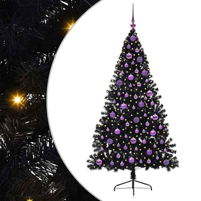 vidaXL Artificial Pre-lit Christmas Tree Black 180 cm PVC - 50819