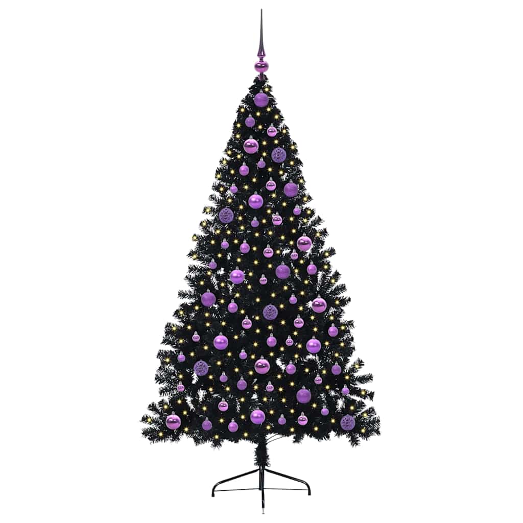 vidaXL Artificial Pre-lit Christmas Tree Black 180 cm PVC - 50819