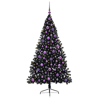 vidaXL Artificial Pre-lit Christmas Tree Black 180 cm PVC - 50819