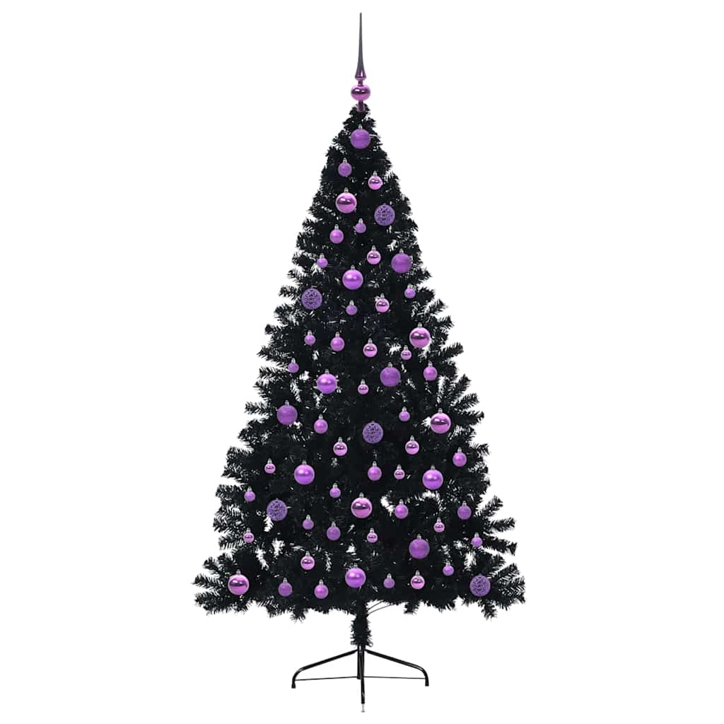 vidaXL Artificial Pre-lit Christmas Tree Black 180 cm PVC - 50819