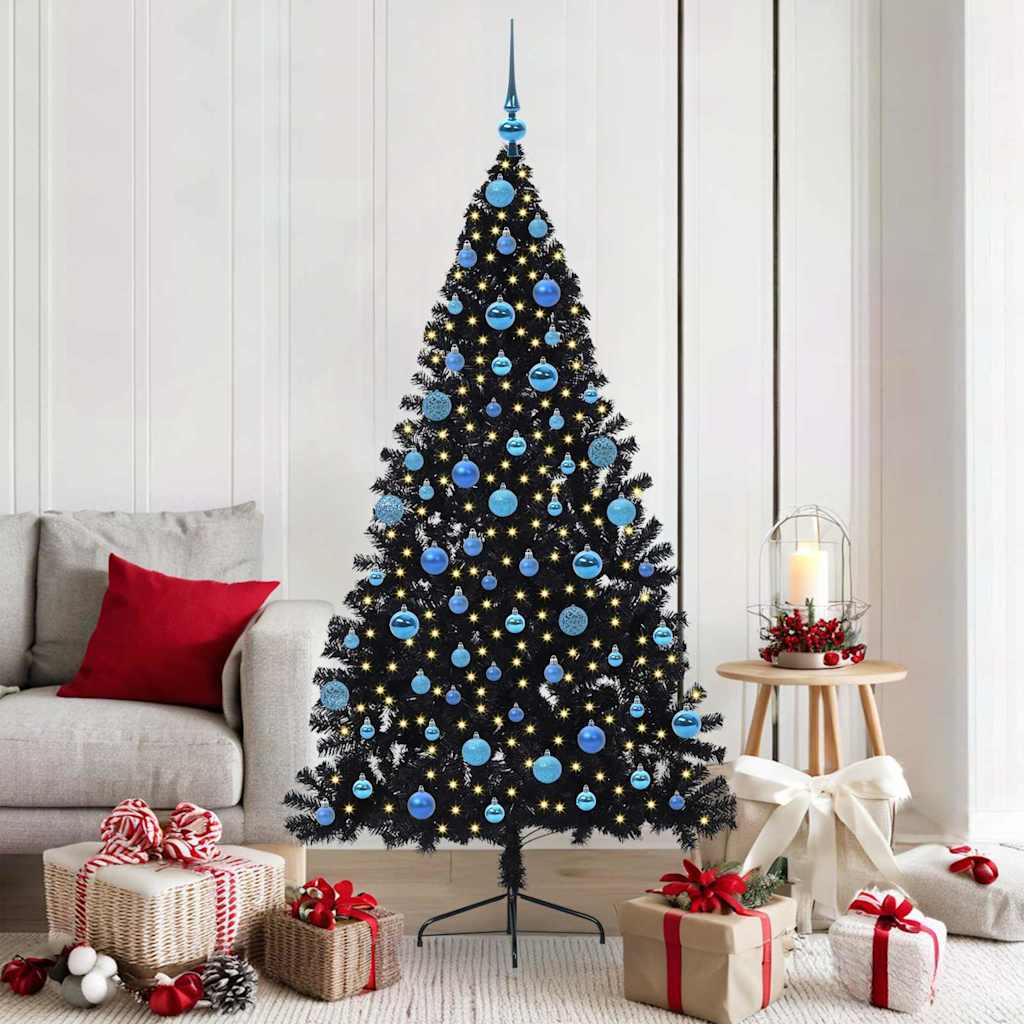 vidaXL Artificial Pre-lit Christmas Tree Black 180 cm PVC - 50824