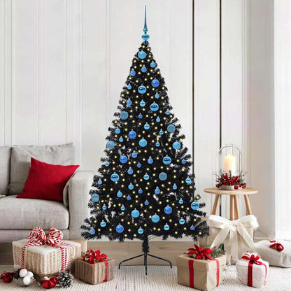 vidaXL Artificial Pre-lit Christmas Tree Black 180 cm PVC - 50824